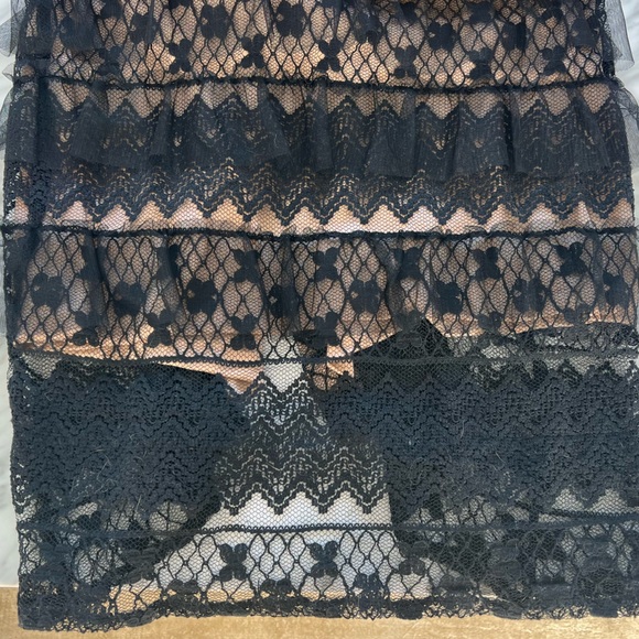 Forever That Girl, black maxi dress. Lace overlay over a nude sheath. - Picture 4 of 7